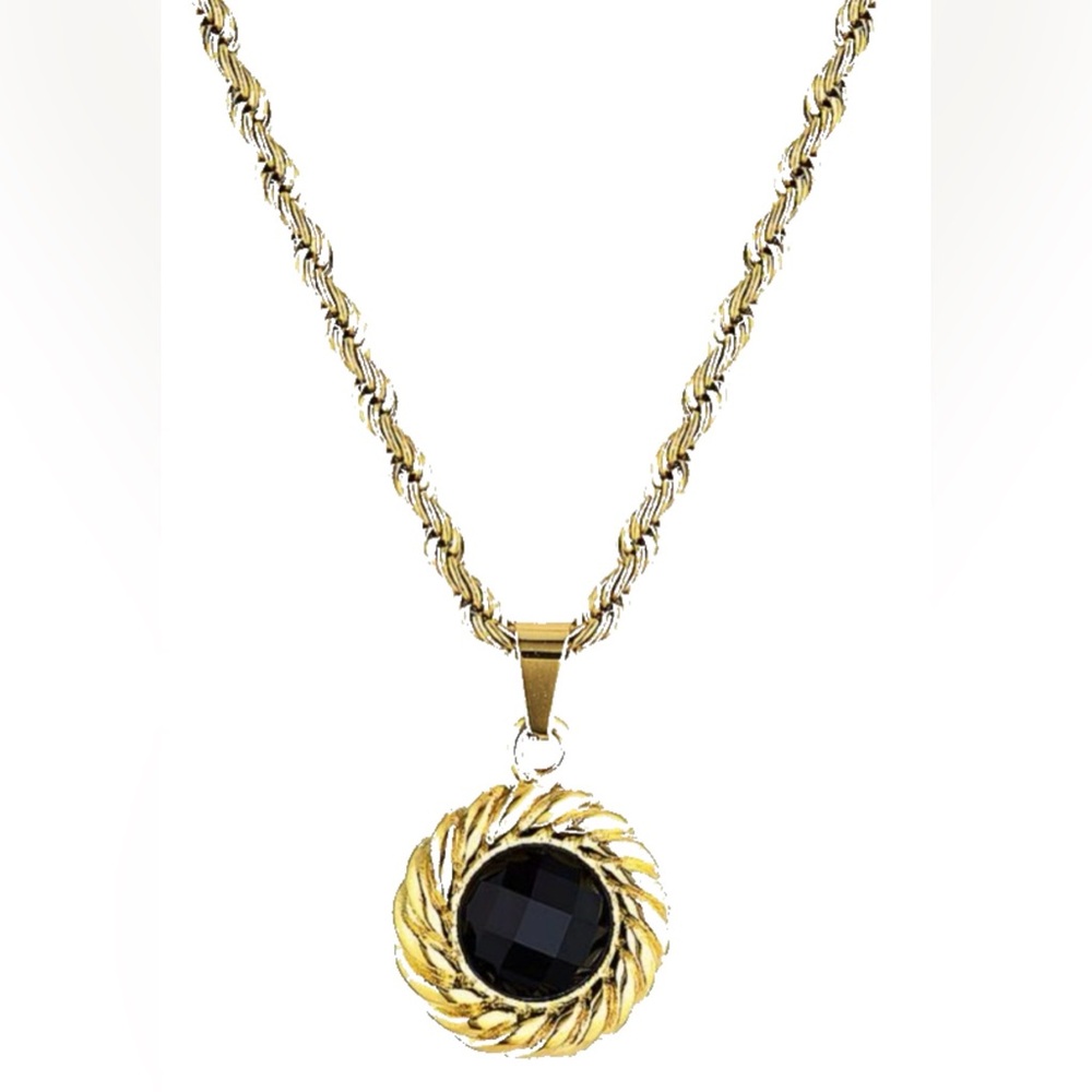 Cendre Elegant Gold and Black Pendant Necklace